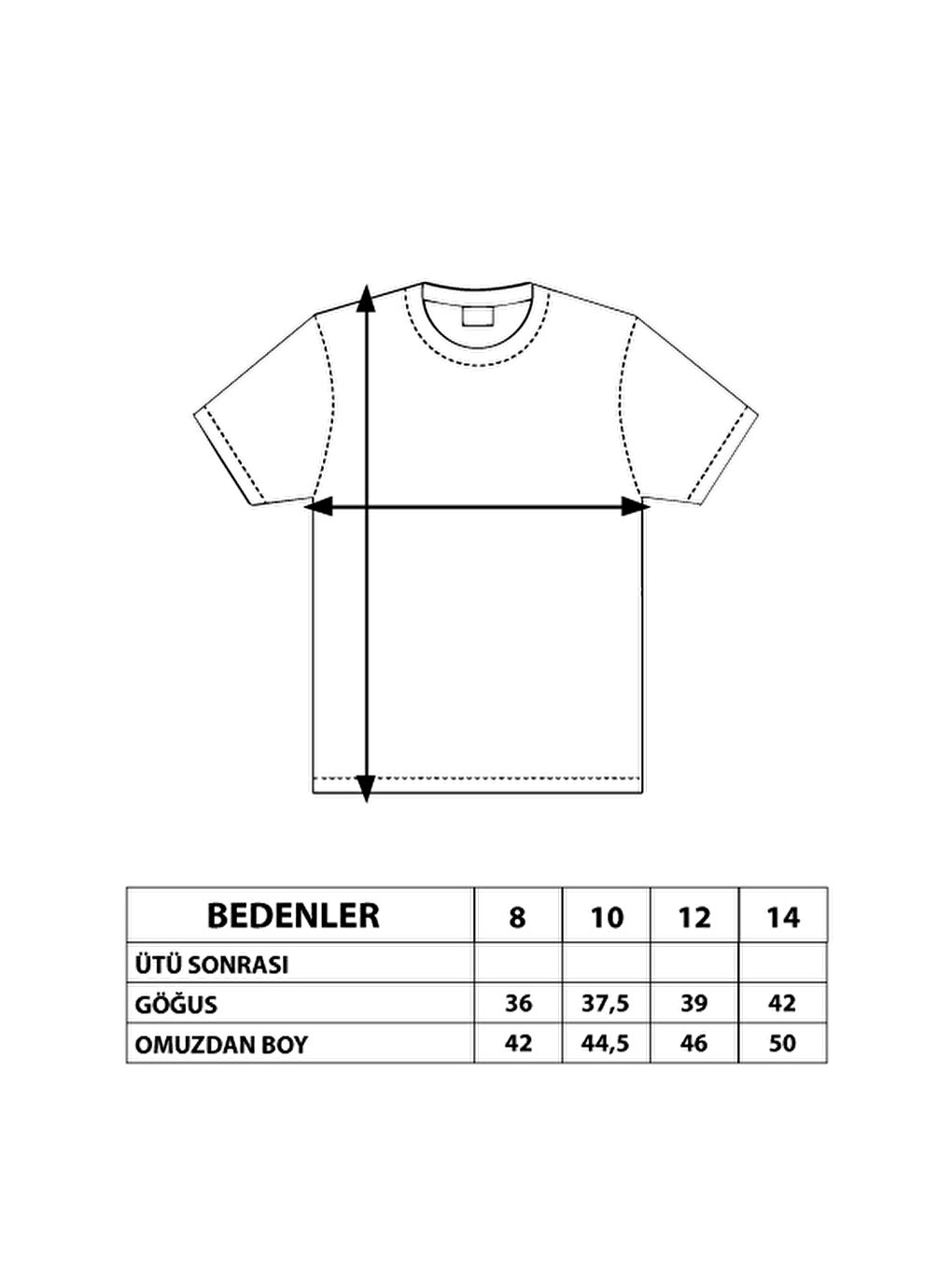 Kırmızı Kız Çocuk Varak Baskılı Taş İşlemeli Tişört-2