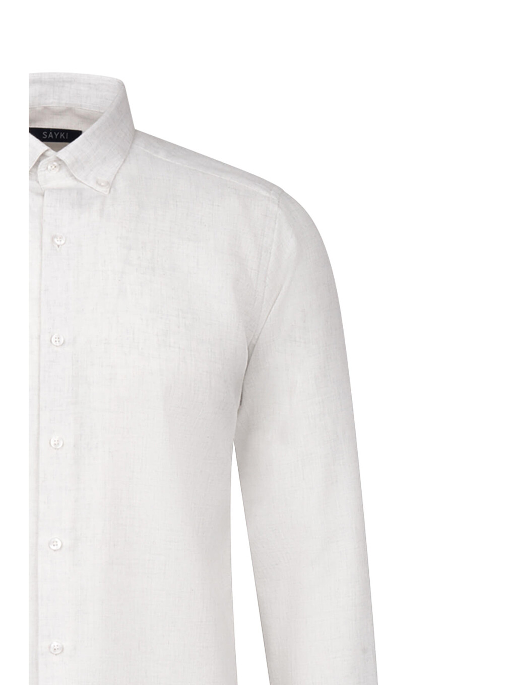 Bej Slim Fit Uzun Kol Düğmeli Yaka Pamuklu Flanel Gömlek-2