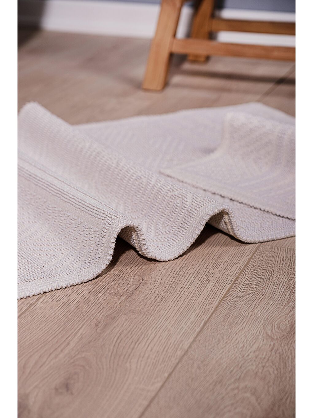 Hat Doğal Pamuklu 2'li Banyo Paspas Seti 60x100+50x60 Cm - Ekru-2