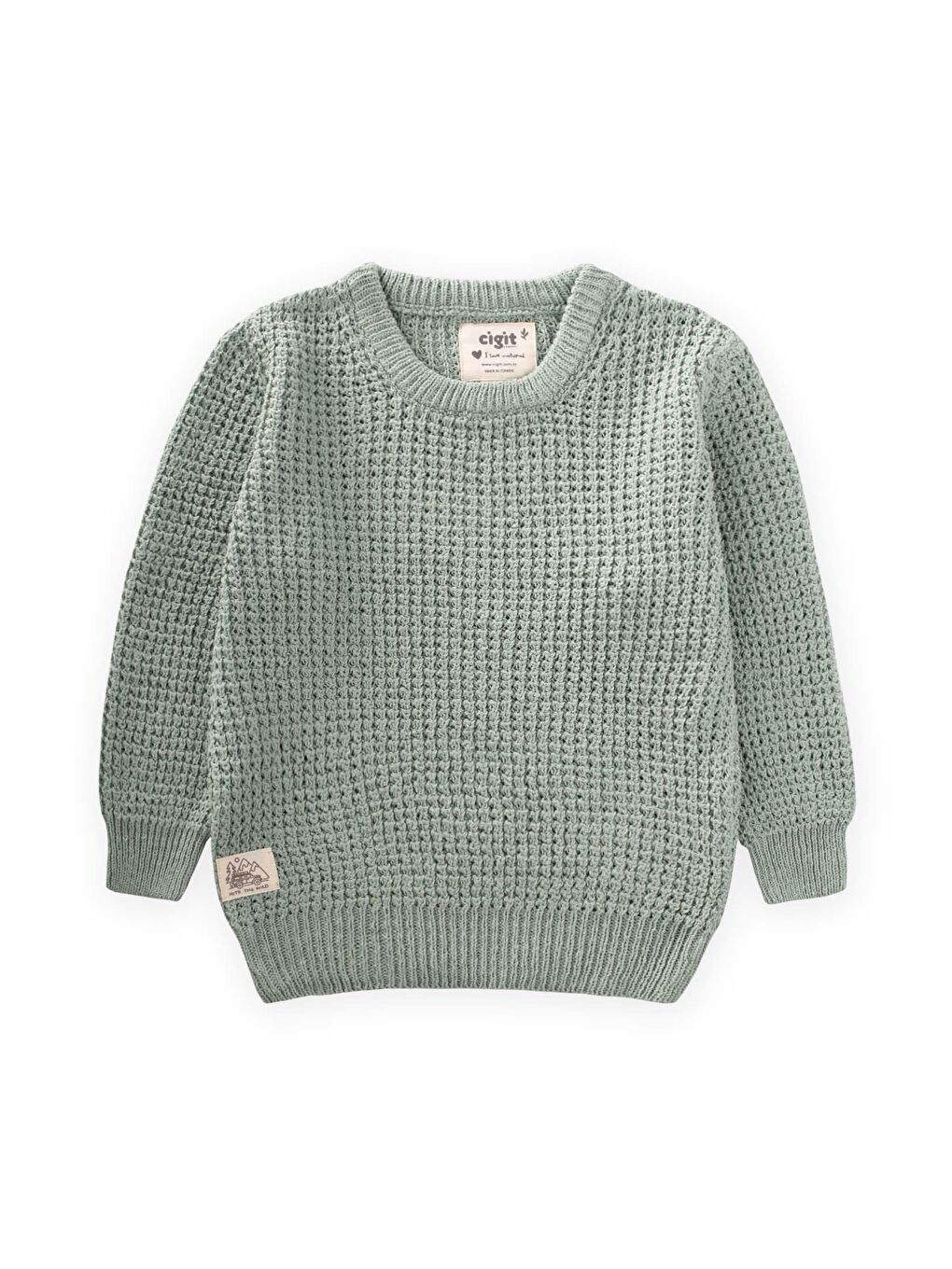 Yeşil Kız Çocuk Bisiklet Yaka Kazak