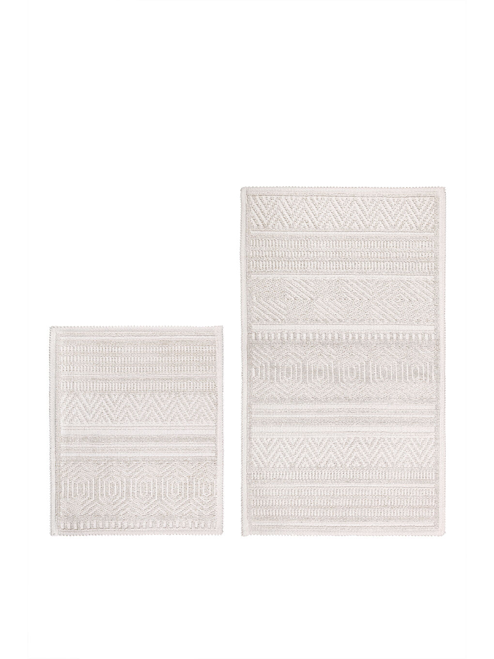 Hat Doğal Pamuklu 2'li Banyo Paspas Seti 60x100+50x60 Cm - Ekru-4