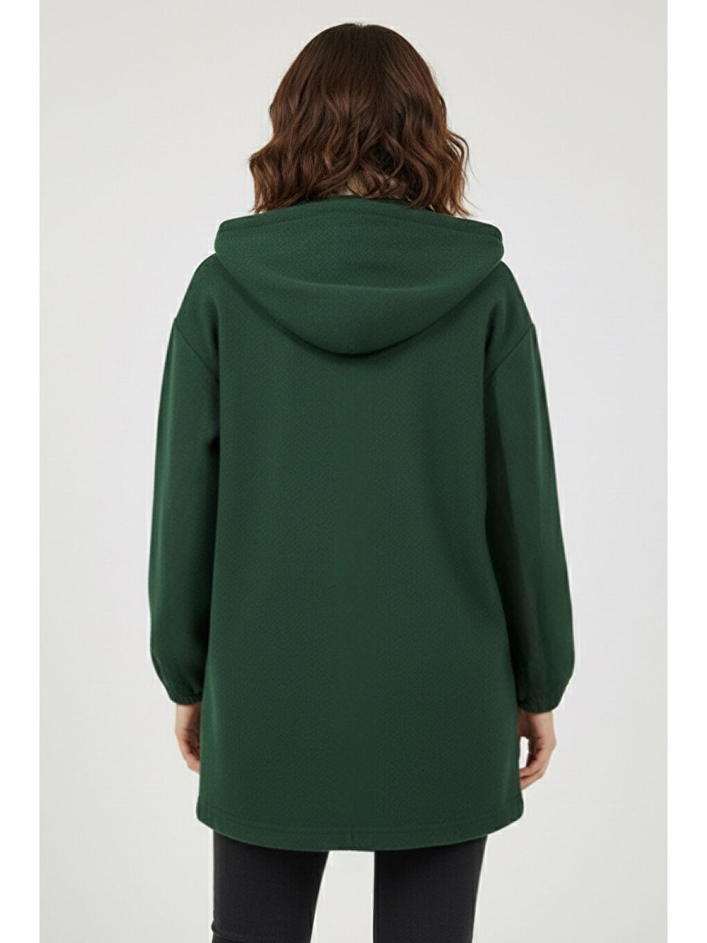 Yeşil Çift Cepli Bileği Lastikli Kaşe Mont Zumrut - 28034-ZUMRUT-2