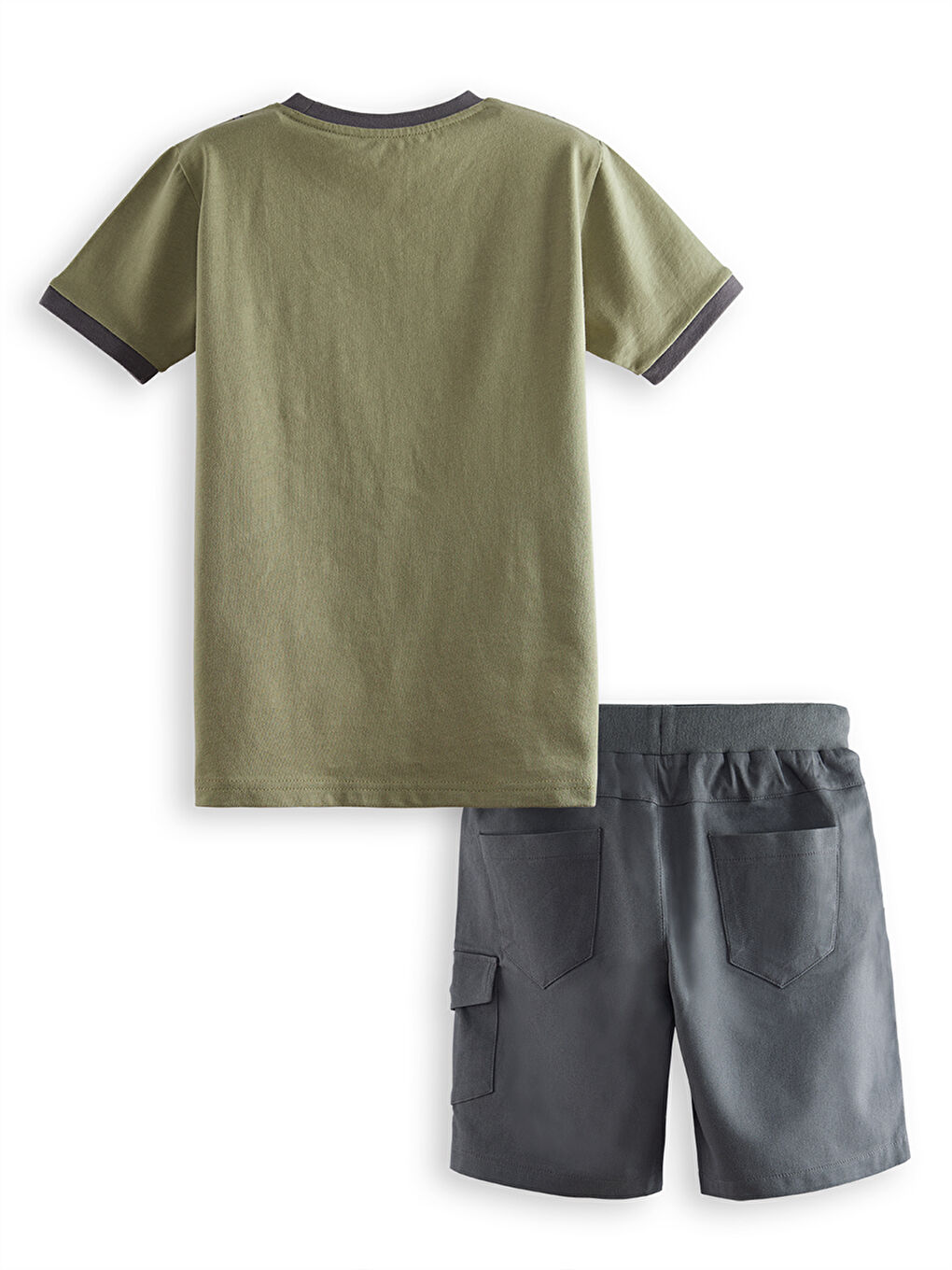 Denokids Haki Explore Erkek Çocuk Tişört Gabardin Şort Takım - 3