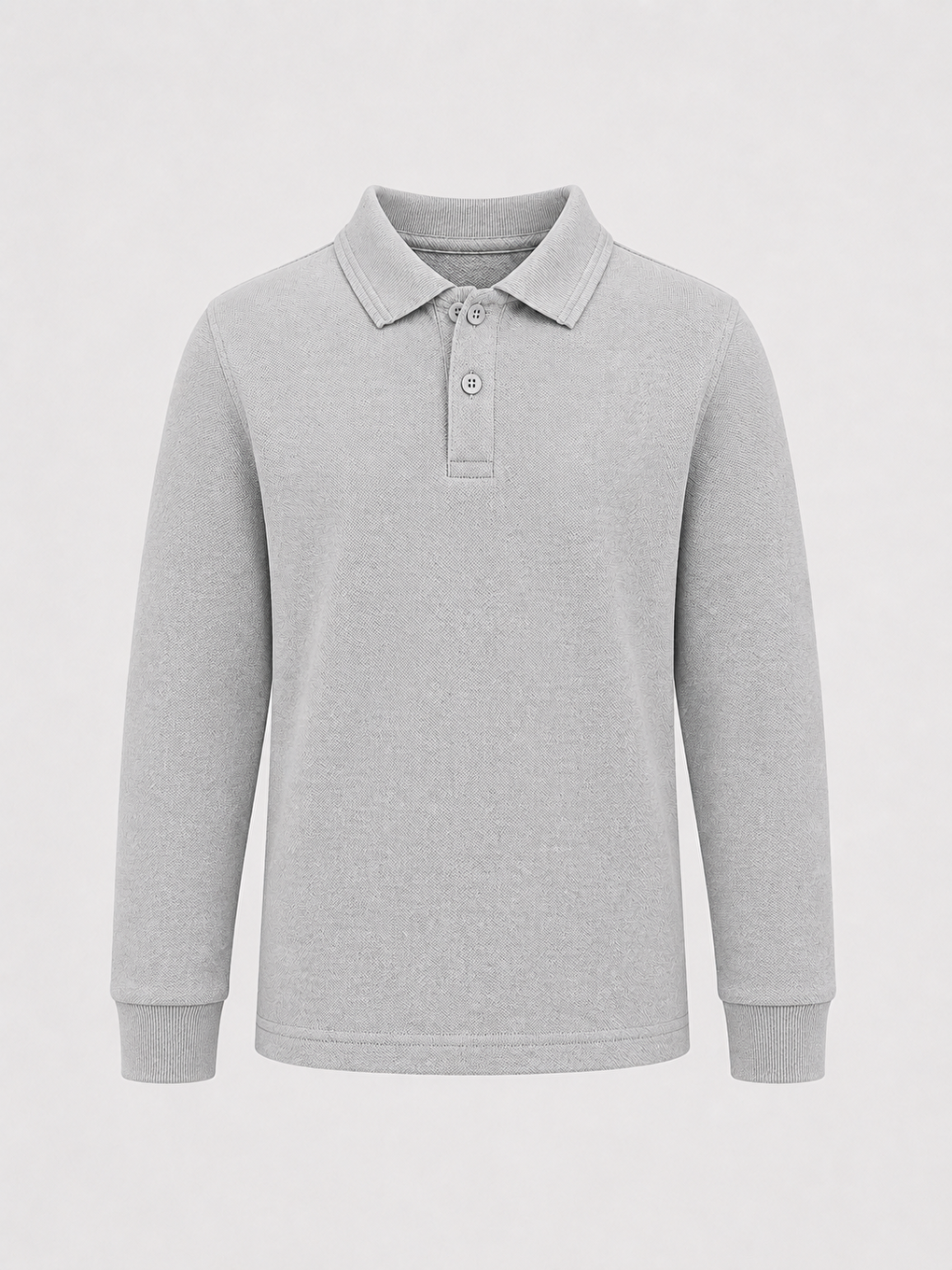 Gri Kids Polo Yaka Basic Uzun Kollu Unisex Erkek Çocuk Tişört-3