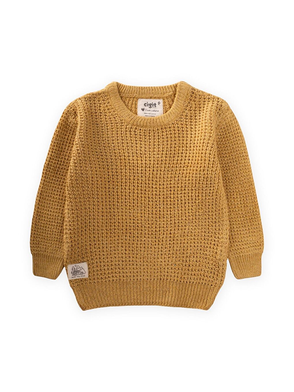 Sarı Erkek Çocuk Bisiklet Yaka Kazak