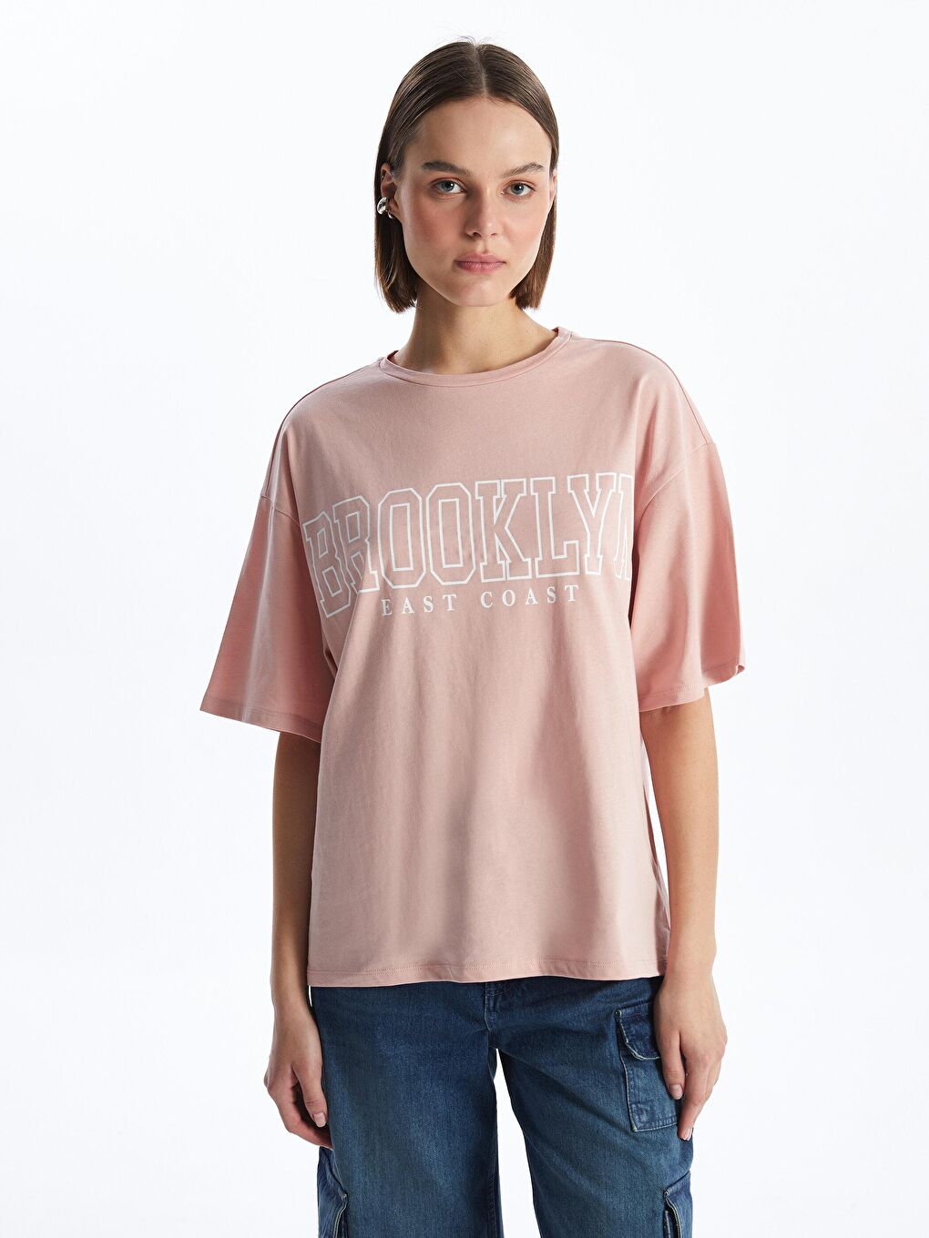 KOOR Mat Pembe Oversize 'Brooklyn' Baskılı Tshirt BG17-1