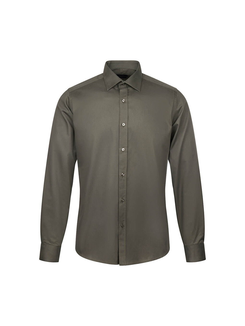 Haki Slim Fit Slim Yaka 100% Pamuk Uzun Kollu Flanel Gömlek