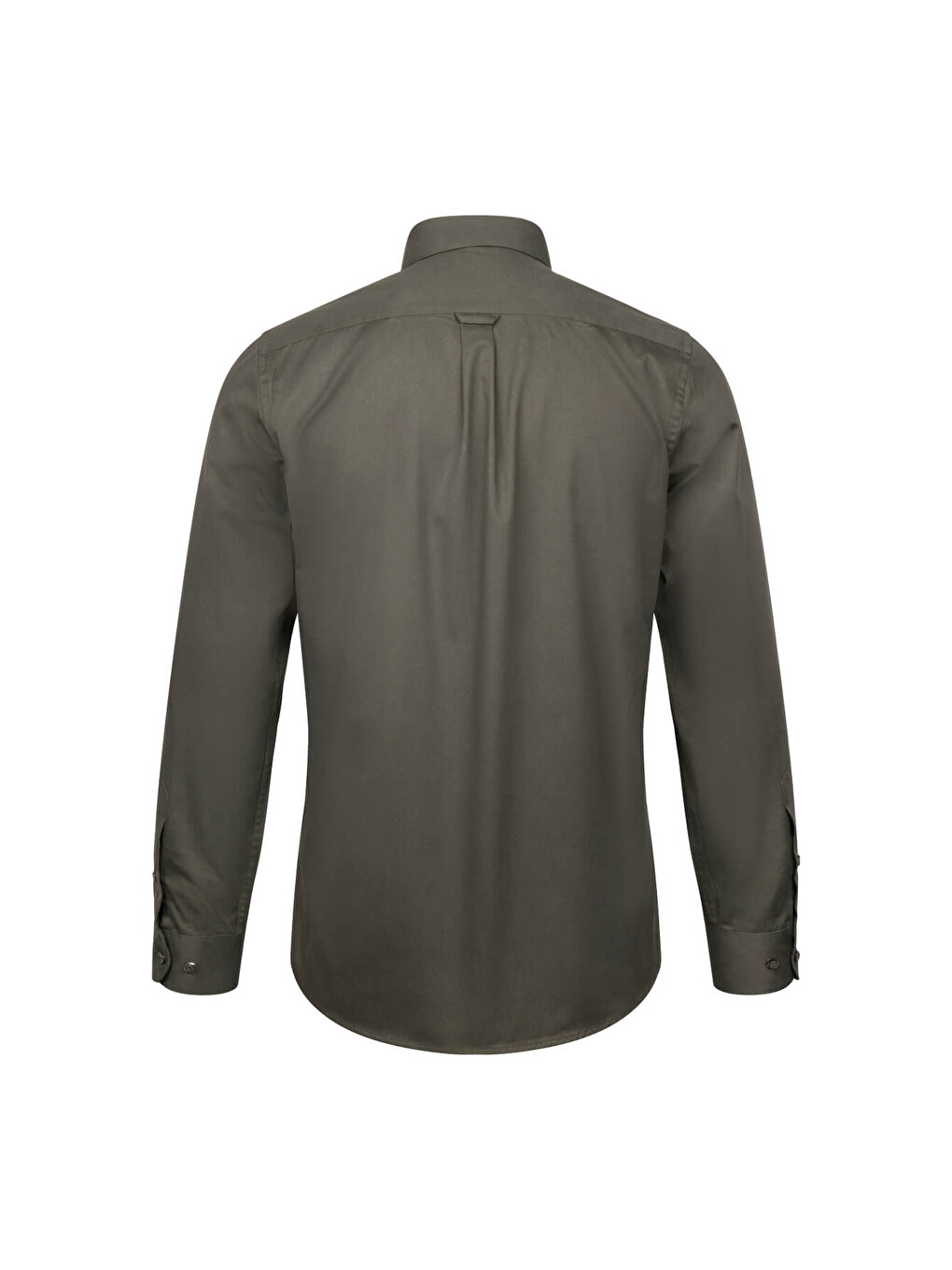 Haki Slim Fit Slim Yaka 100% Pamuk Uzun Kollu Flanel Gömlek-1