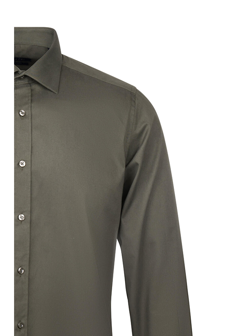Haki Slim Fit Slim Yaka 100% Pamuk Uzun Kollu Flanel Gömlek-2