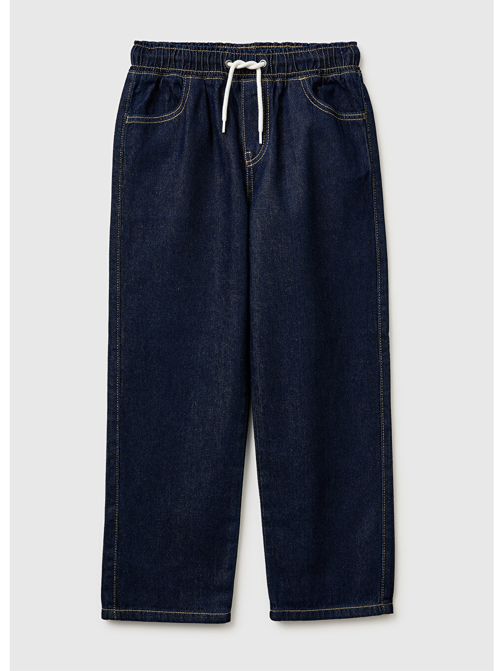 Mavi Erkek Çocuk Koyu Denim Beli Ve Paçası Büzgülü Denim Pantolon