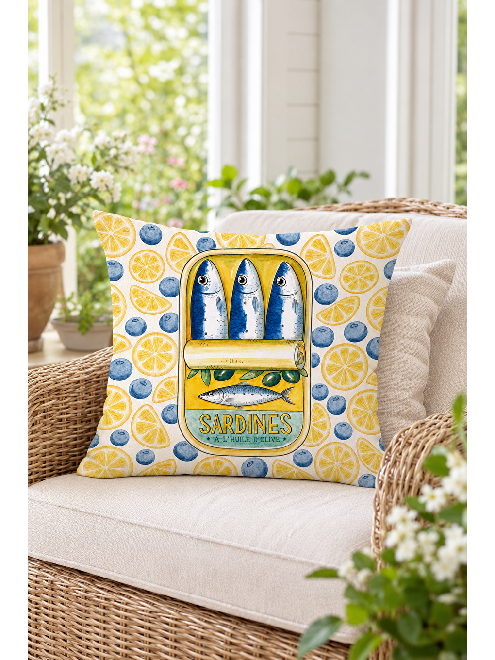 Beyaz Amore Vita Sole Yazı Baskılı Çizgili Dekoratif Kırlent Kılıfı Retro Dekor 43x43 Cm-3