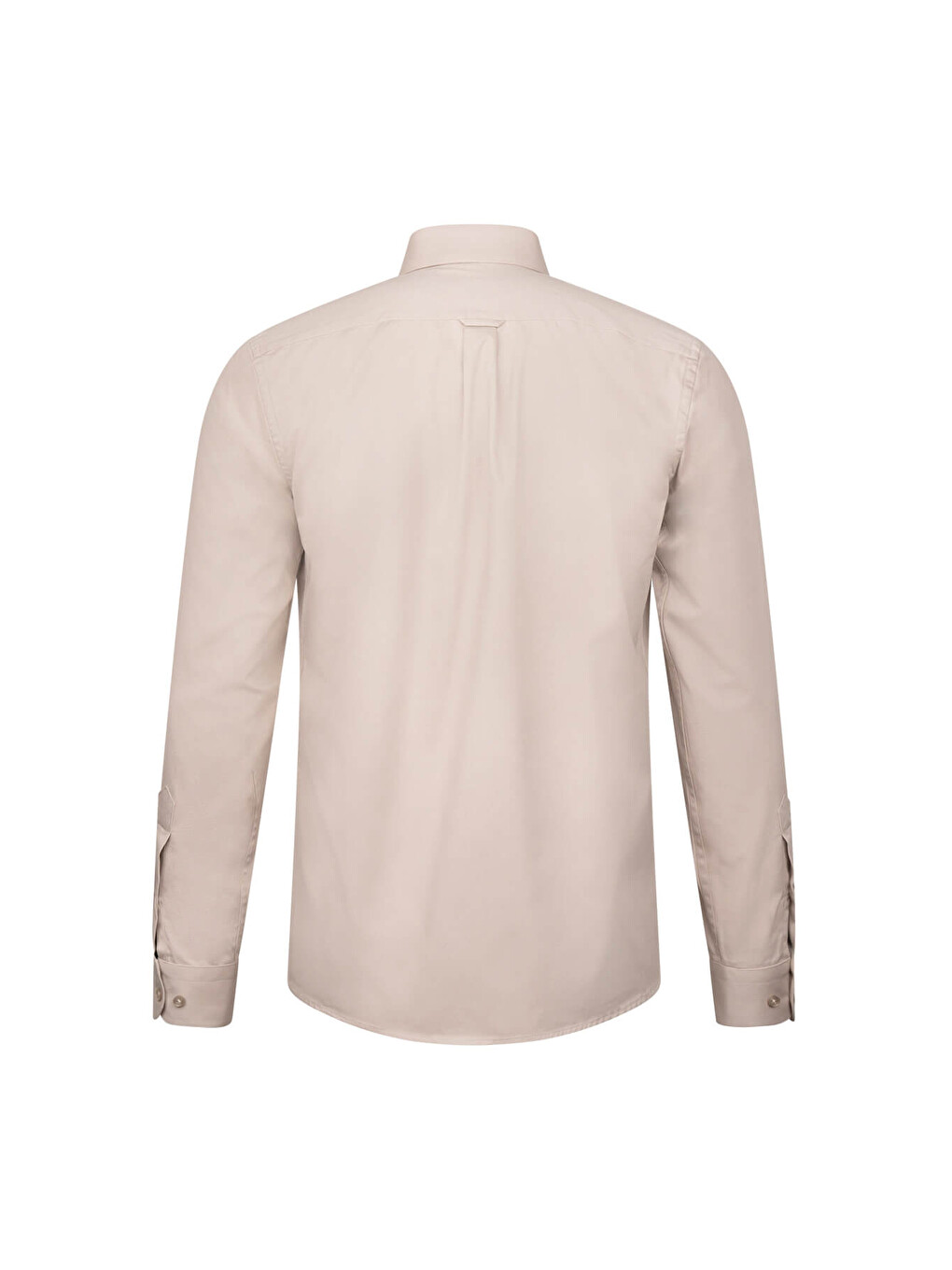 Bej Slim Fit Slim Yaka 100% Pamuk Uzun Kollu Flanel Gömlek-1