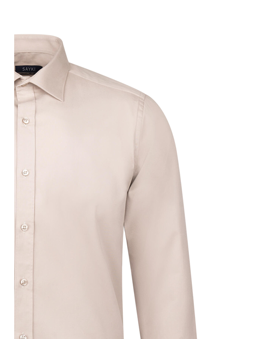 Bej Slim Fit Slim Yaka 100% Pamuk Uzun Kollu Flanel Gömlek-2