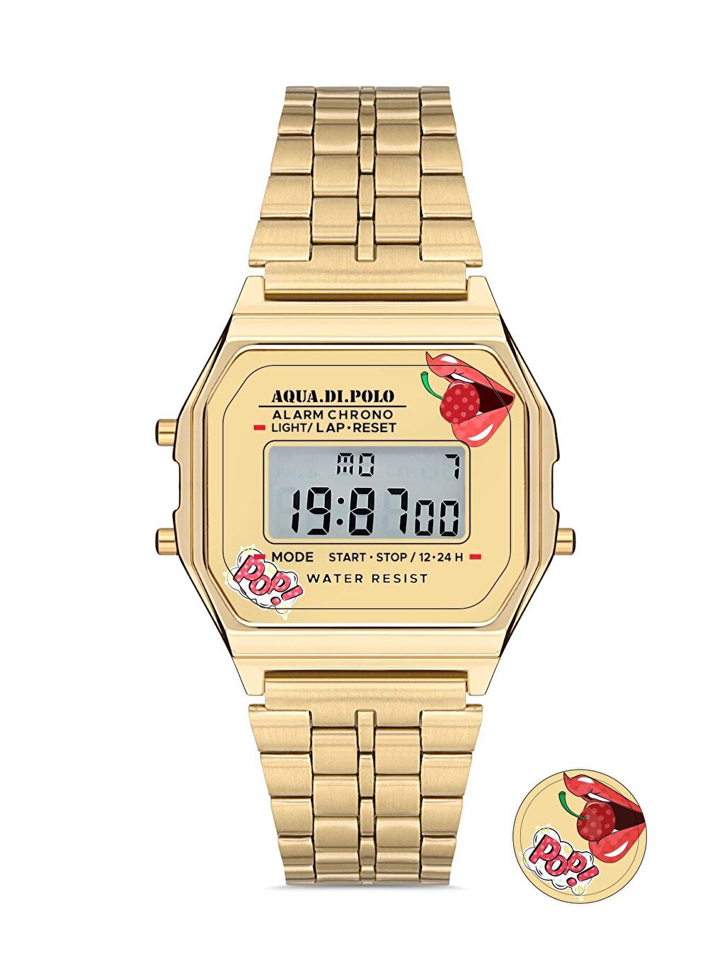 Sarı Unisex Altın Retro Pop Dijital Kol Saati Apwa063503