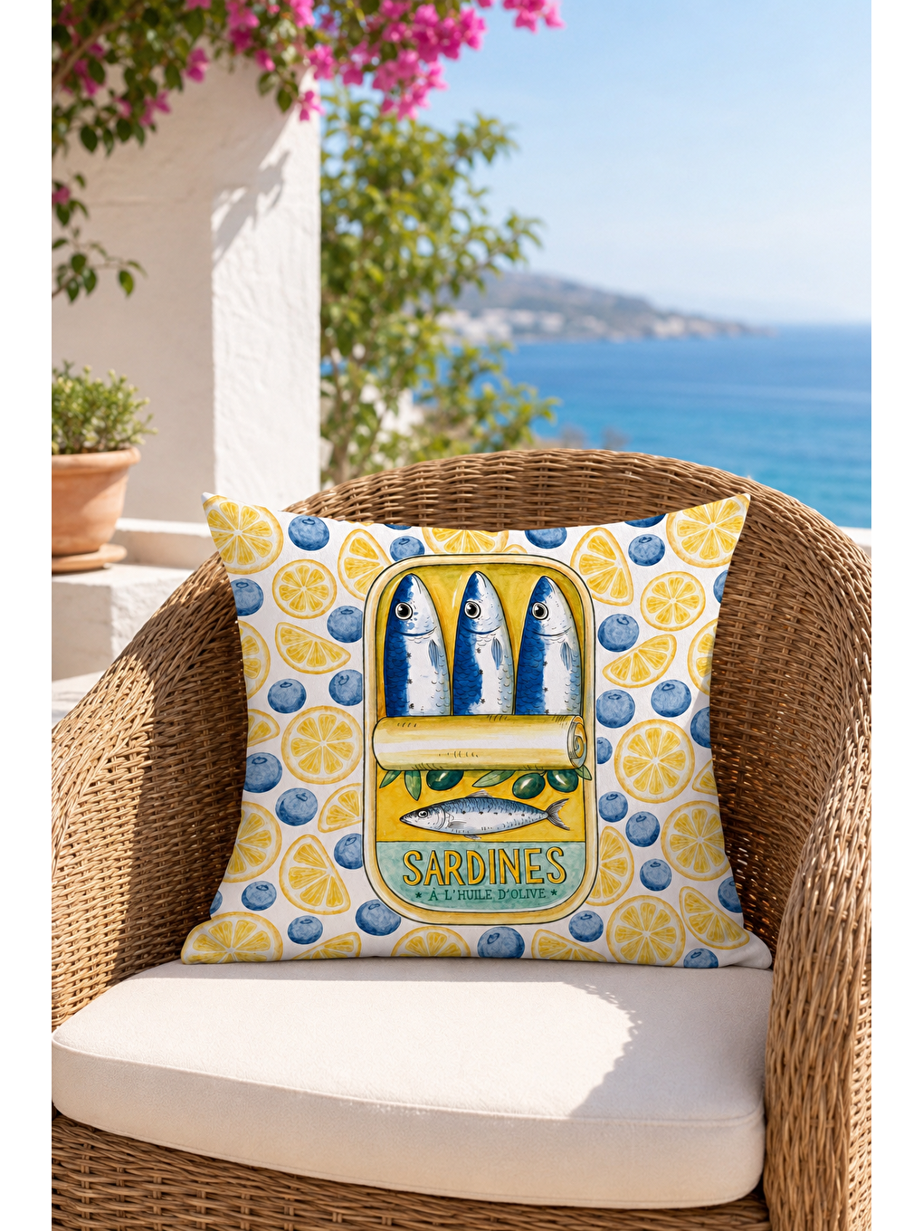 Beyaz Amore Vita Sole Yazı Baskılı Çizgili Dekoratif Kırlent Kılıfı Retro Dekor 43x43 Cm-4