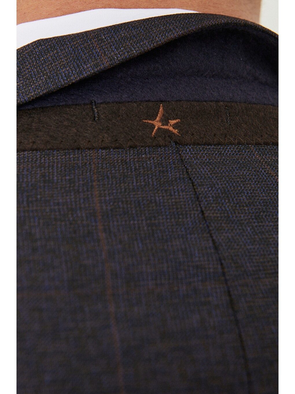 Erkek Kahverengi Slim Fit Kareli Takım Elbise-4
