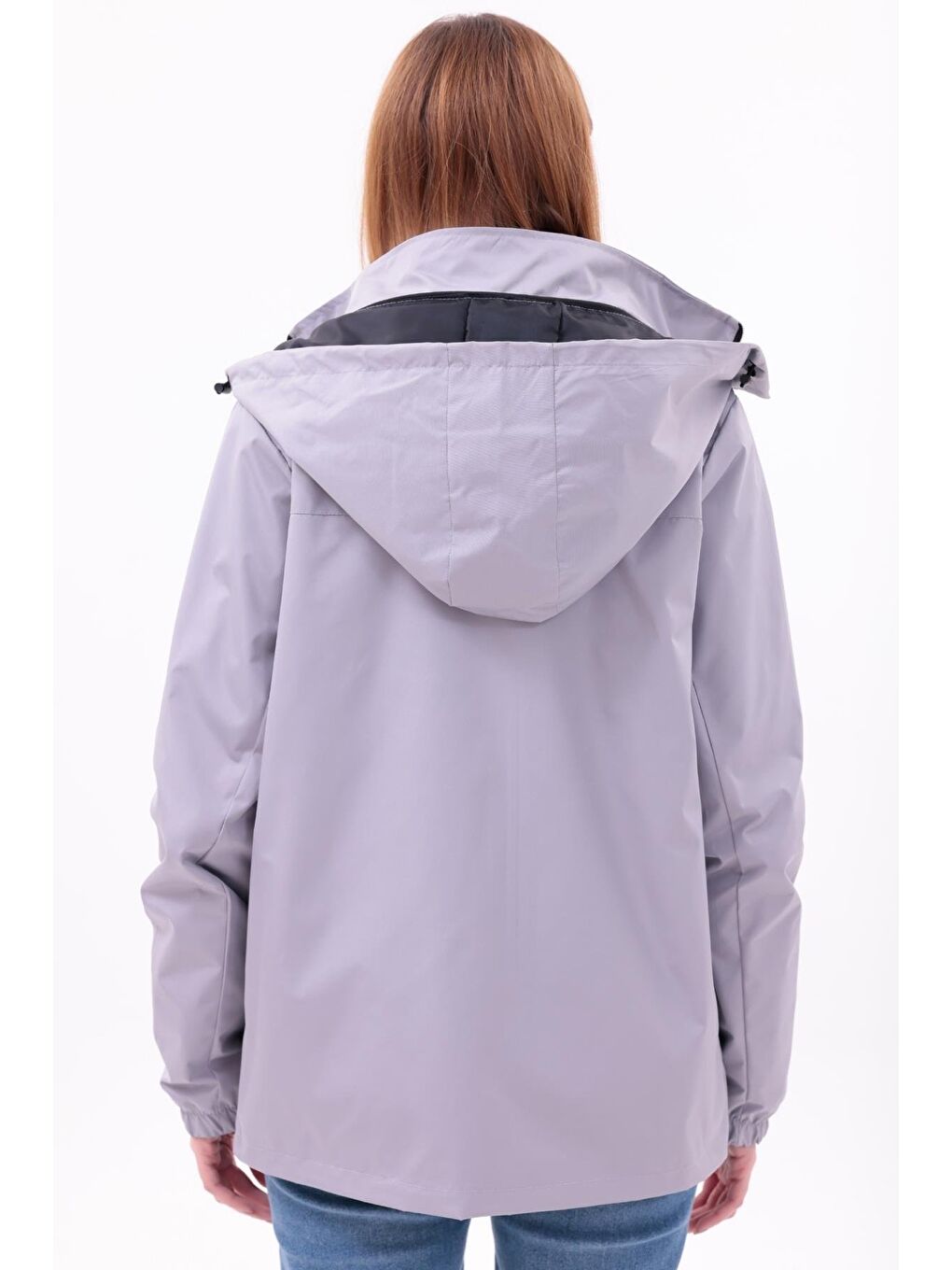 Bej Kadın Çıkarılabilir Kapüşonlu Yağmurluk-6