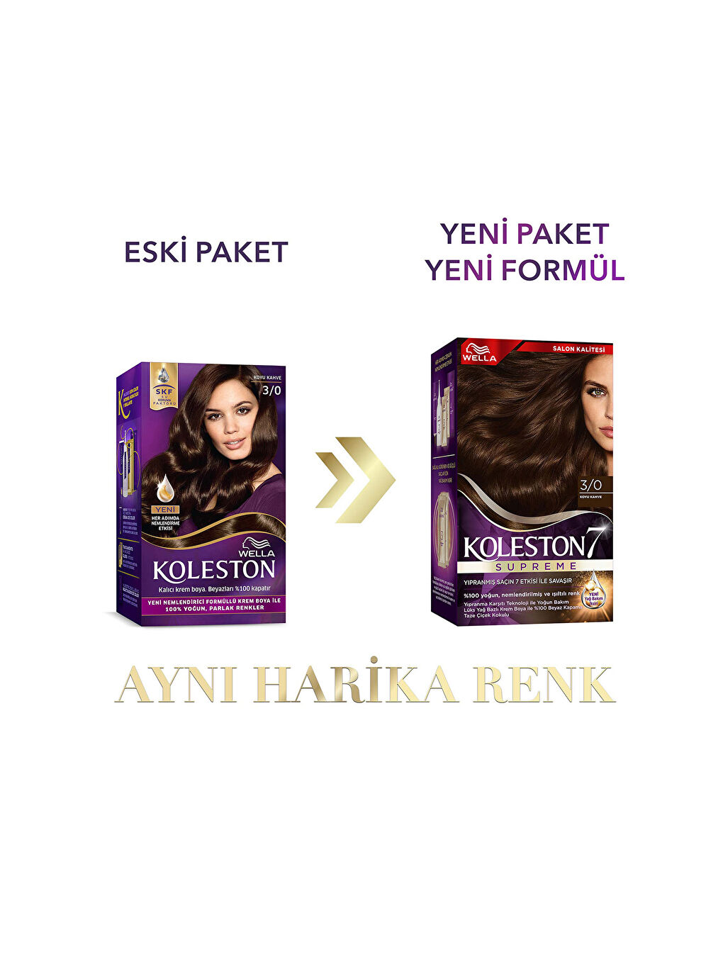 Wella Renksiz Koleston Supreme Saç Boyası 3/0 Koyu Kahve - 1