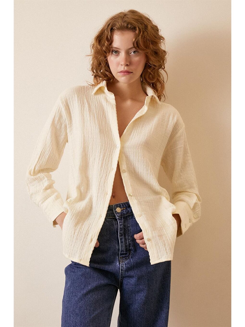 Beyaz Pamuklu Müslim Gömlek-4