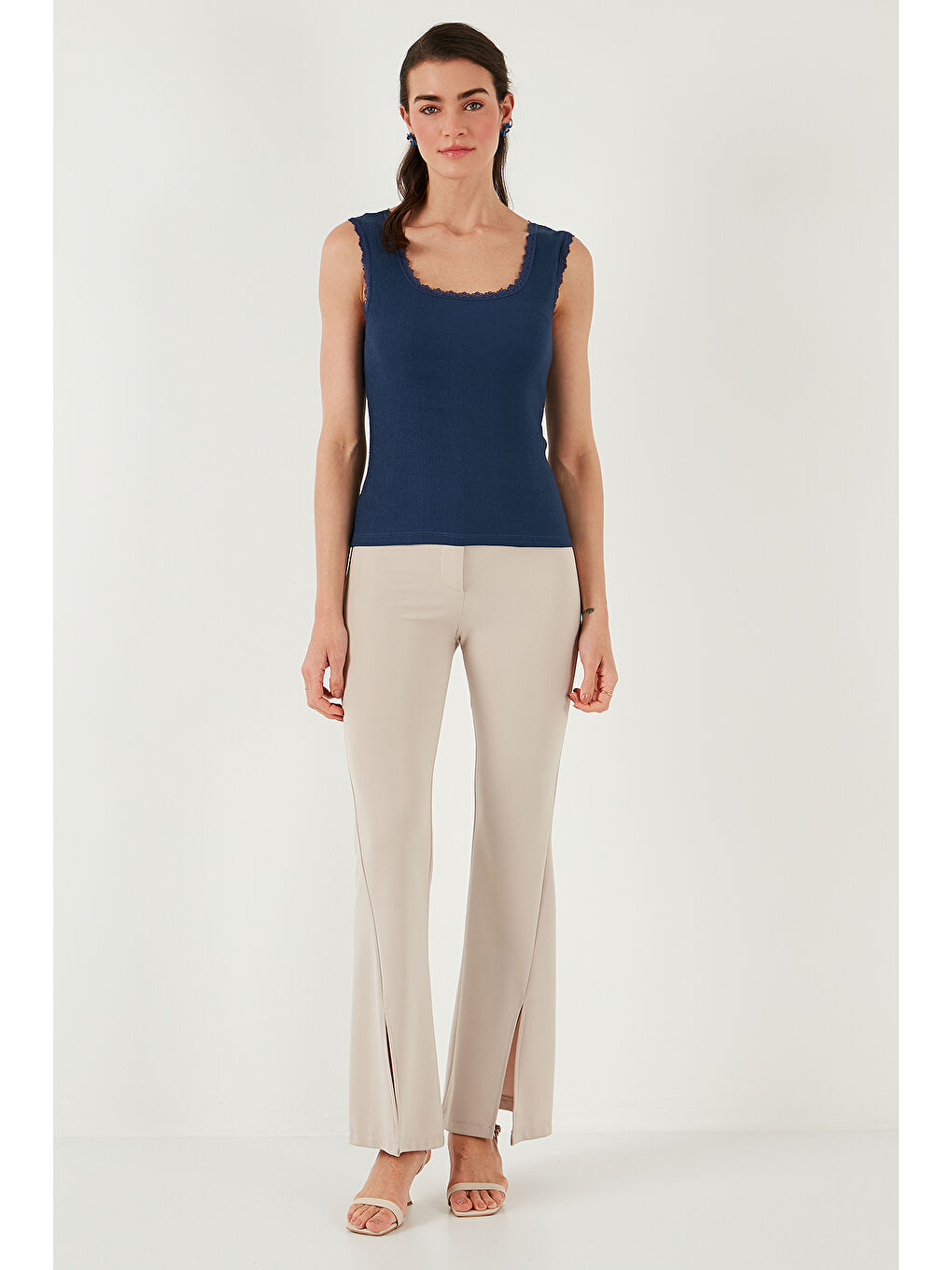 Bej Streç Pamuklu Oversize Fit 2' li Paket Gömlek-Atlet Set 67810014979S2-3