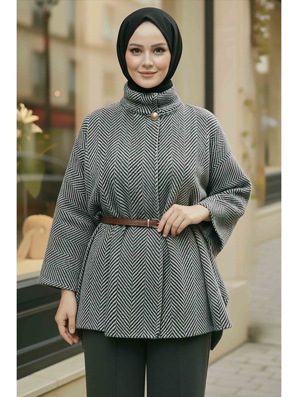 Zikzak Desenli Kemerli Pamço Haki - 28031-HAKI-1