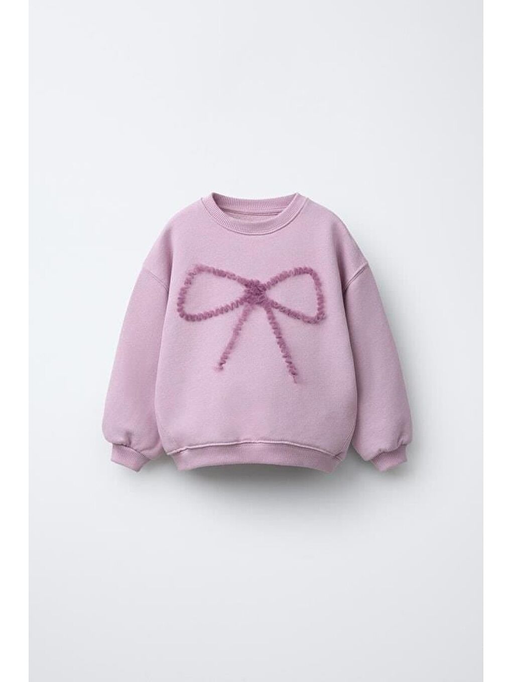 Beyaz Kız Çocuk Pamuklu Pembe Fiyonk Nakışlı Sweatshirt Ve Desenli Jean Pantolon Takım-2