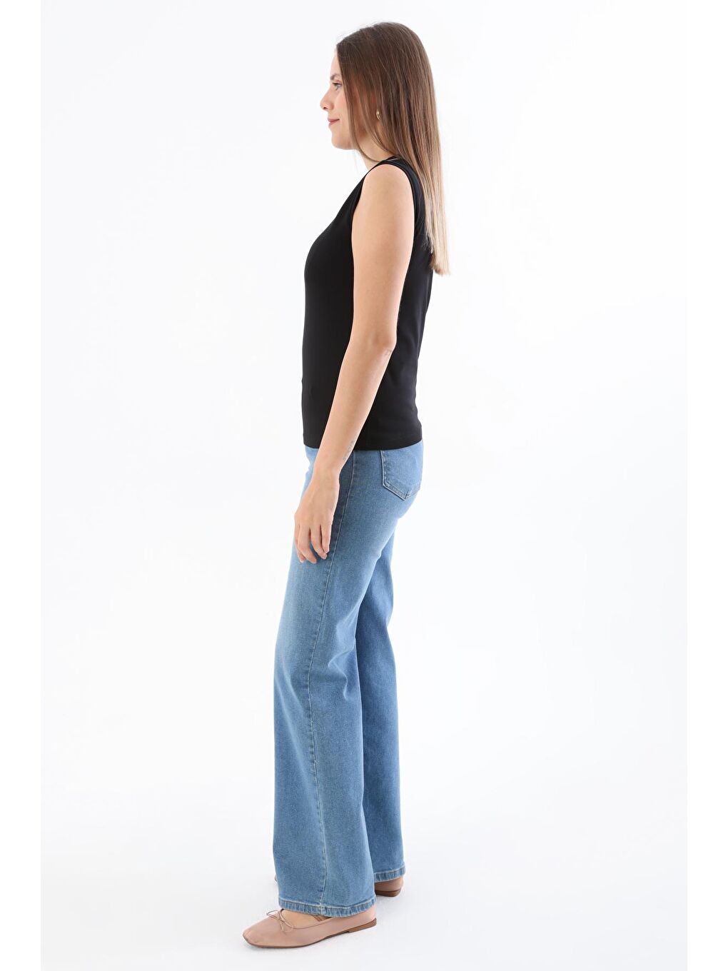 Siyah Pamuklu Kolsuz Tişört-2