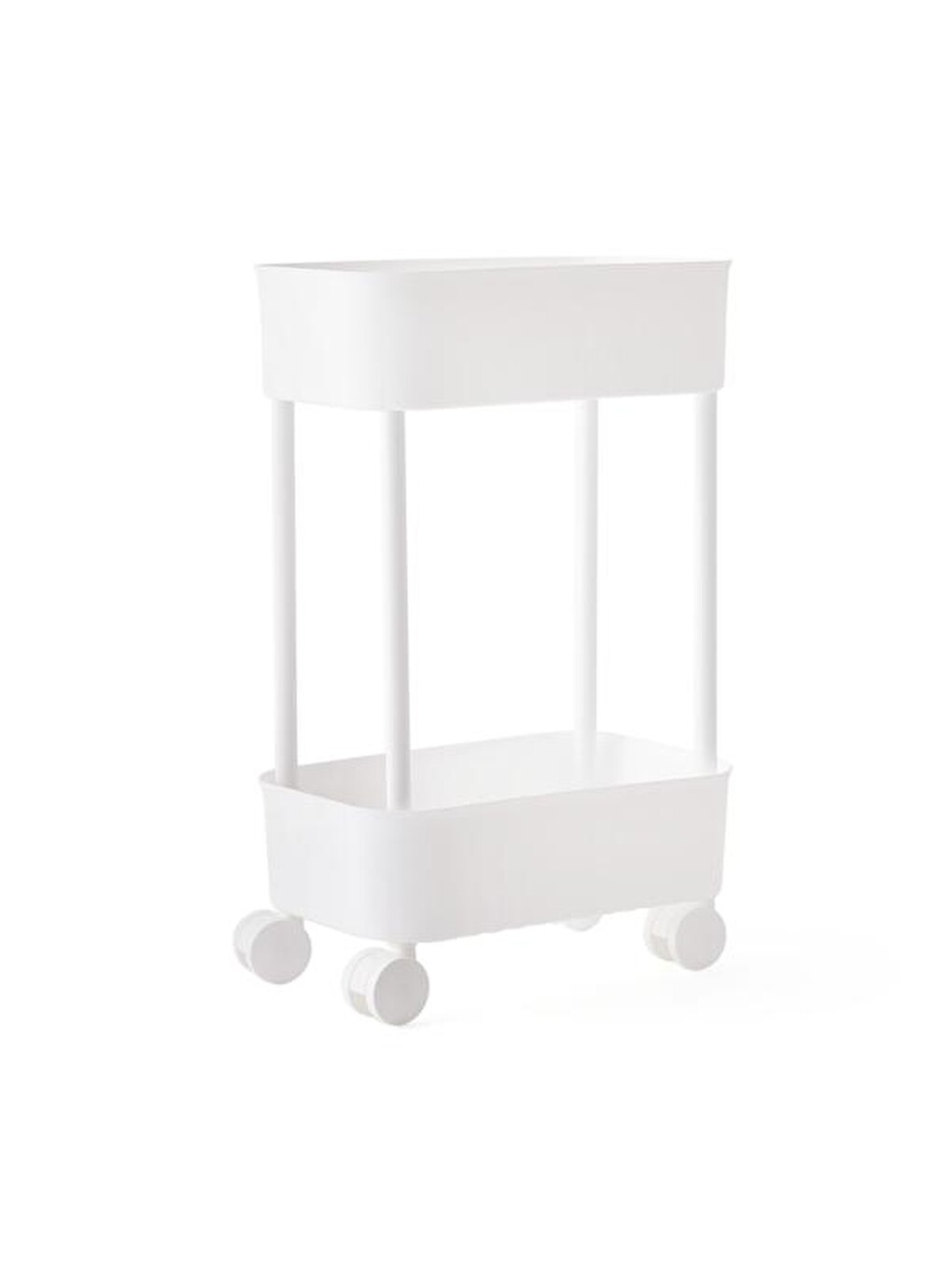 İki Katlı Tekerlekli Banyo Rafı - Beyaz - 45x27x17 cm-4