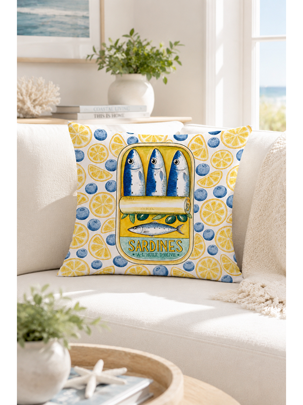 Beyaz Amore Vita Sole Yazı Baskılı Çizgili Dekoratif Kırlent Kılıfı Retro Dekor 43x43 Cm-7