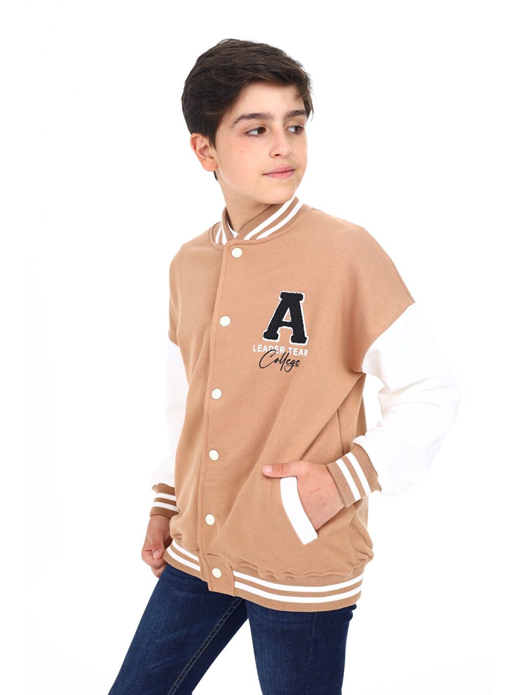 Kahverengi Erkek Çocuk Baskılı Kolej Hırka-2