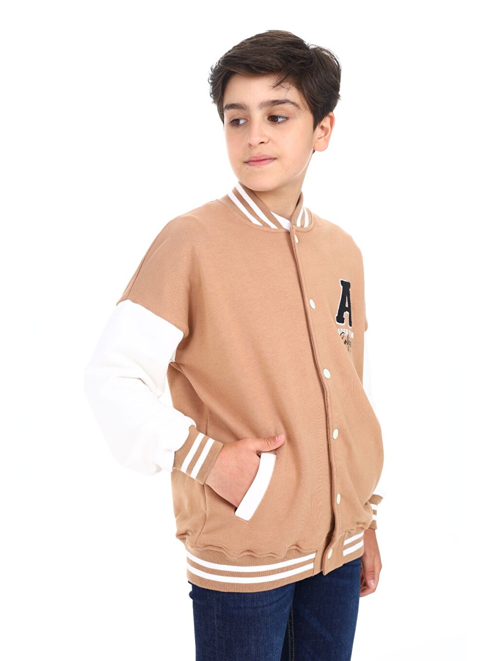 Kahverengi Erkek Çocuk Baskılı Kolej Hırka-5