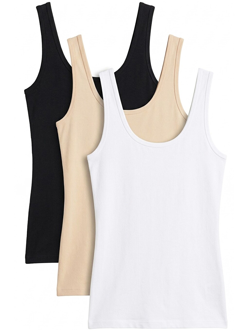 Karışık 3'lü Paket Pamuklu Elastanlı Geniş Askılı Örme T-shirt Atlet 1002-3