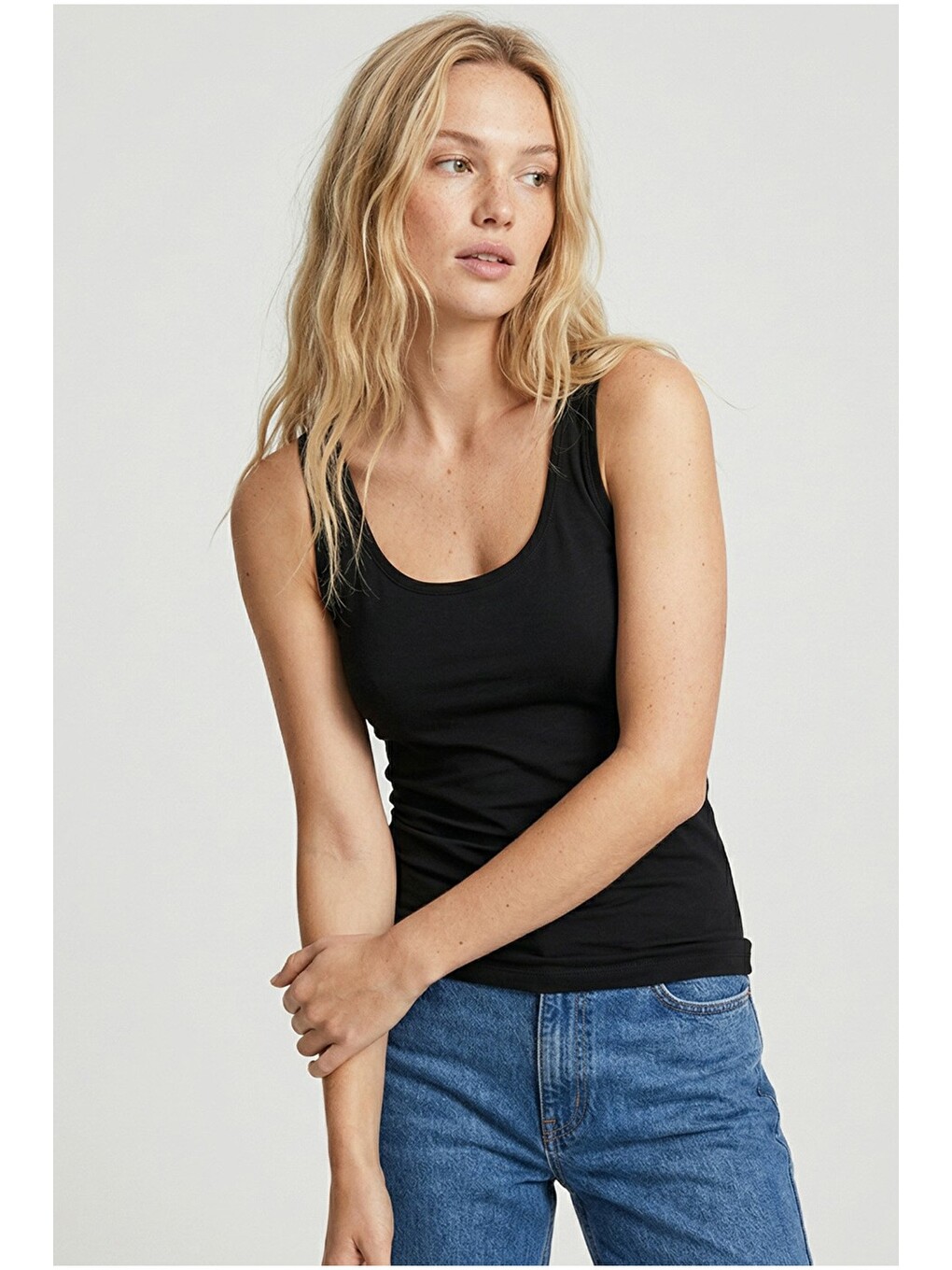 Karışık 3'lü Paket Pamuklu Elastanlı Geniş Askılı Örme T-shirt Atlet 1002-5