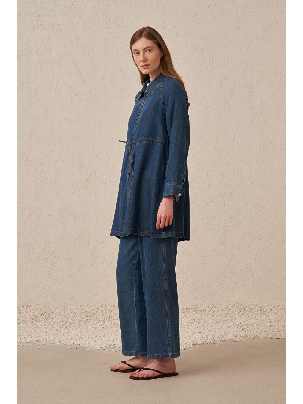 Mavi-Fermuarlı Denim Ceket-1