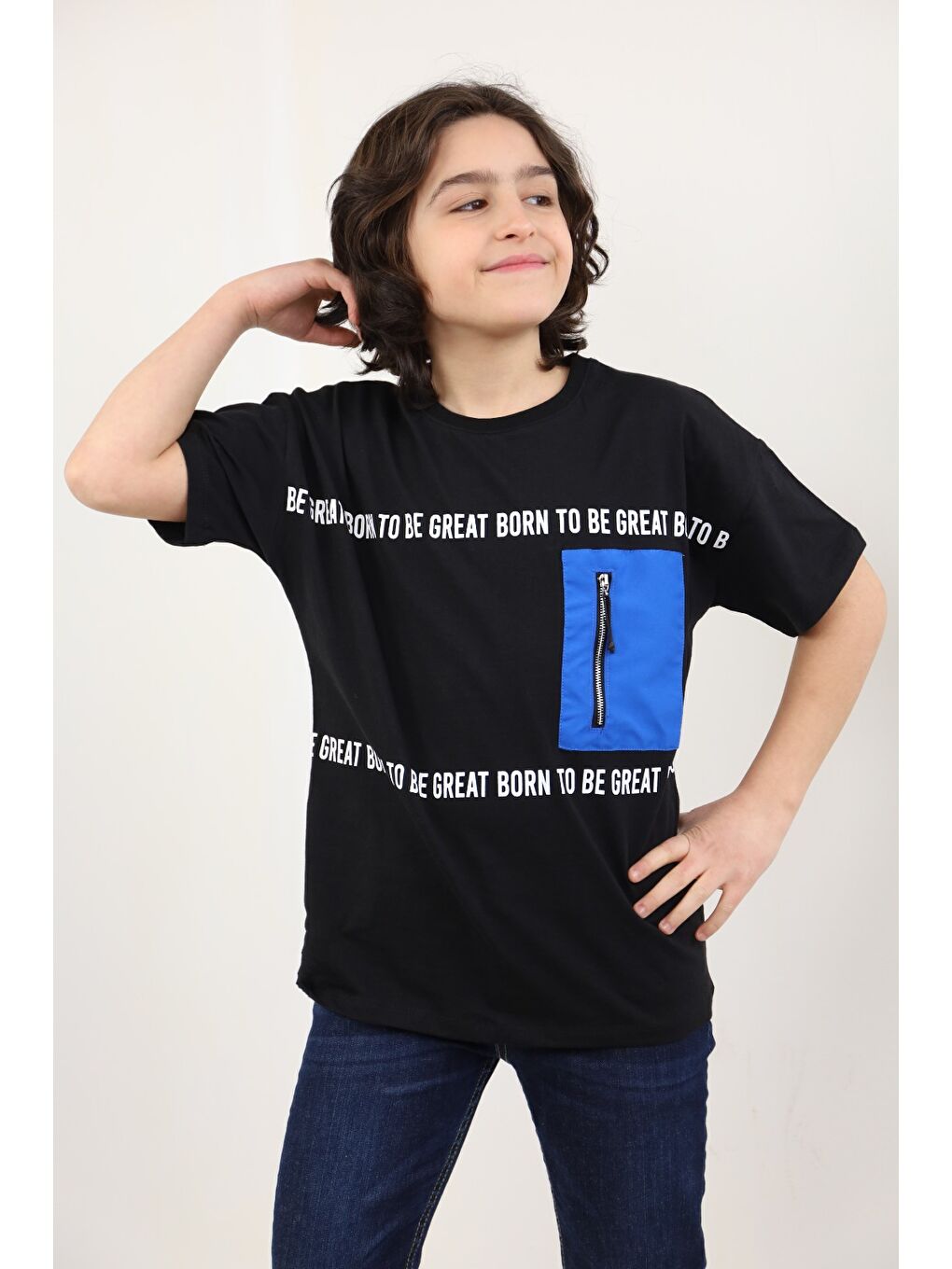 Siyah Erkek Çocuk Baskılı Tişört