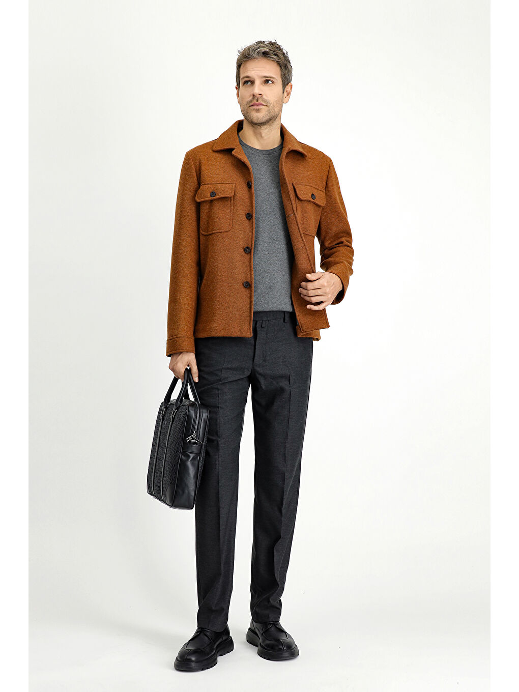 Kahverengi Regular Fit Yünlü Spor Ceket-1