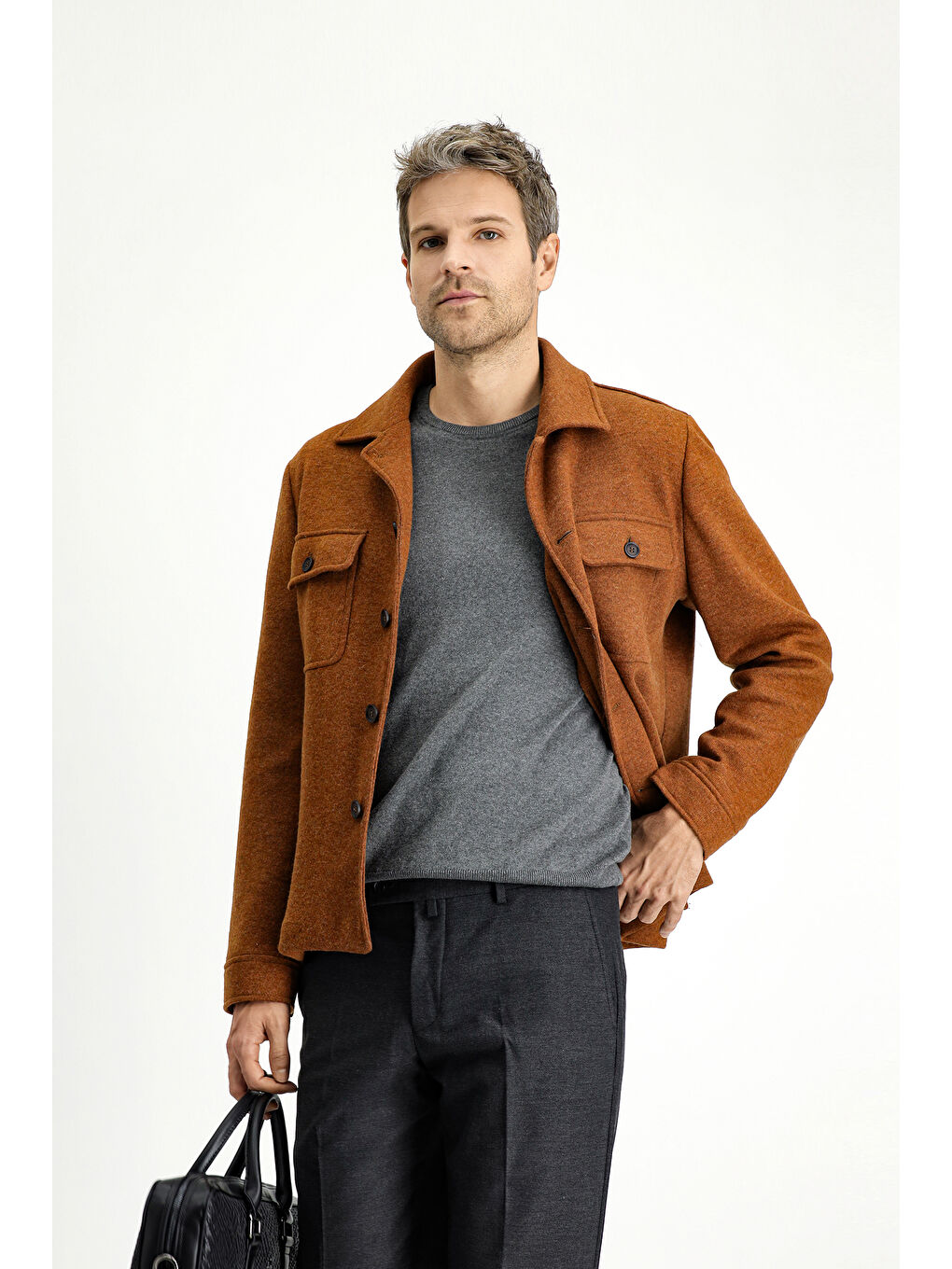 Kahverengi Regular Fit Yünlü Spor Ceket-2