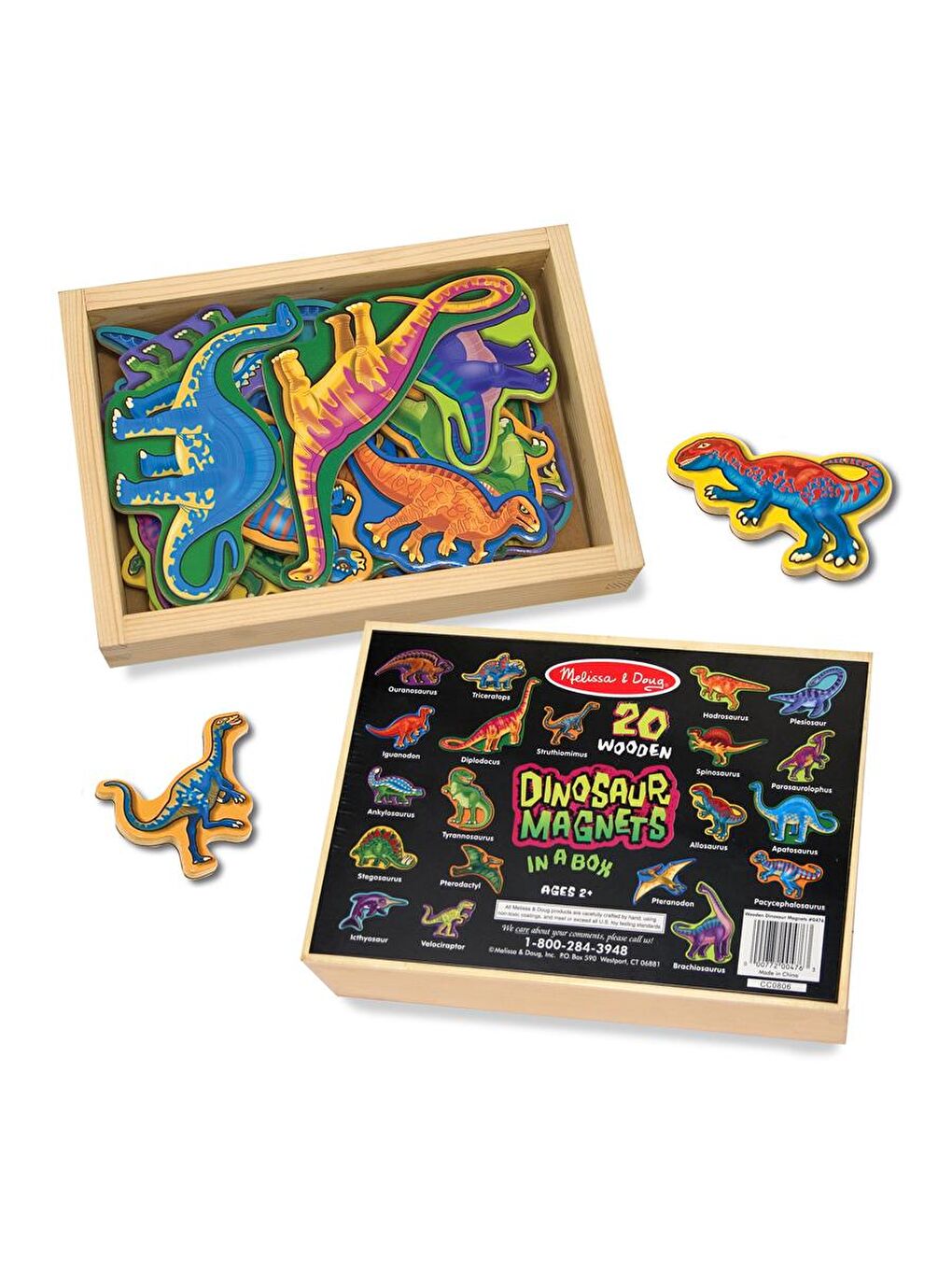 Melissa and Doug Karışık Ahşap Mıknatıslı Dinozorlar - 1