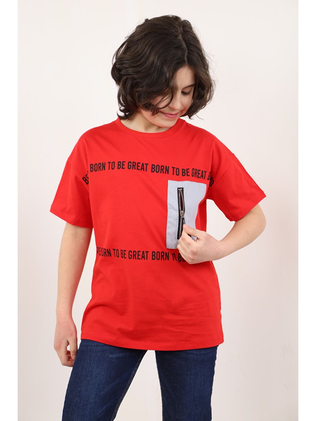 Kırmızı Erkek Çocuk Baskılı Tişört