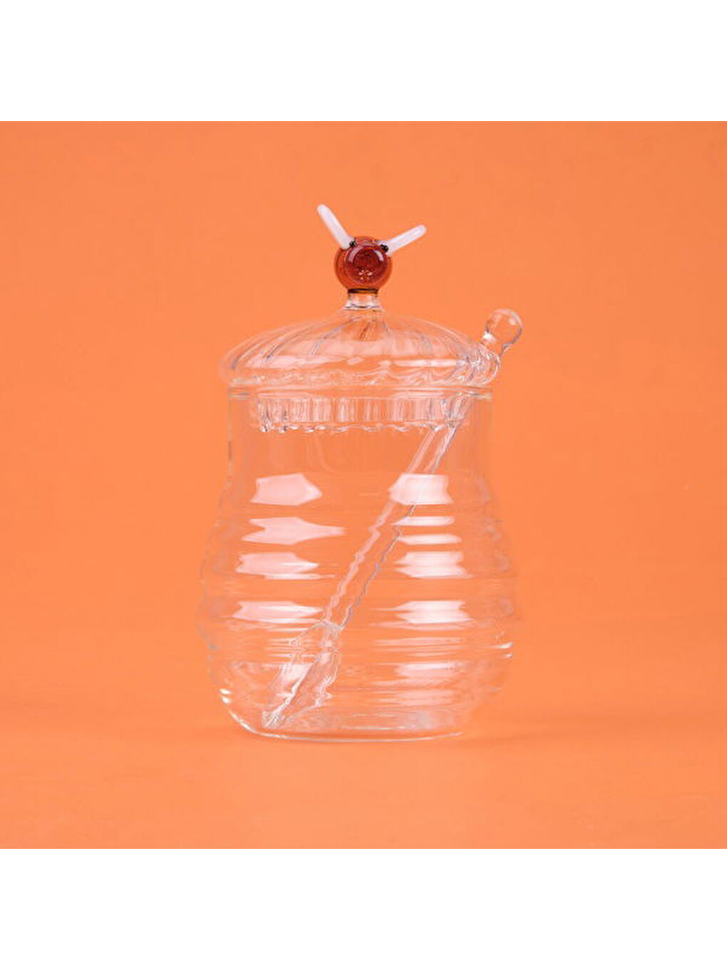 Renksiz Kitchen Borosilikat Cam Bal Kavanozu ve Kaşık - Şeffaf - 260 ml