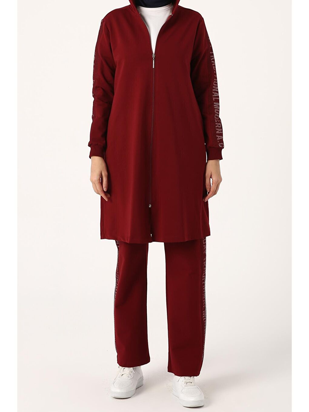 Koyu Bordo Baskılı Fileli Eşofman Takımı-1