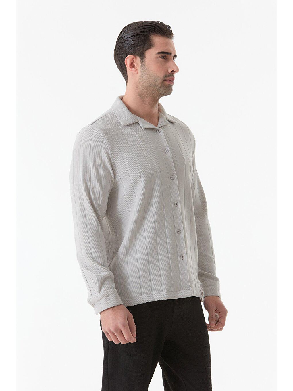 Bej Fitilli Uzun Kollu Gömlek-2