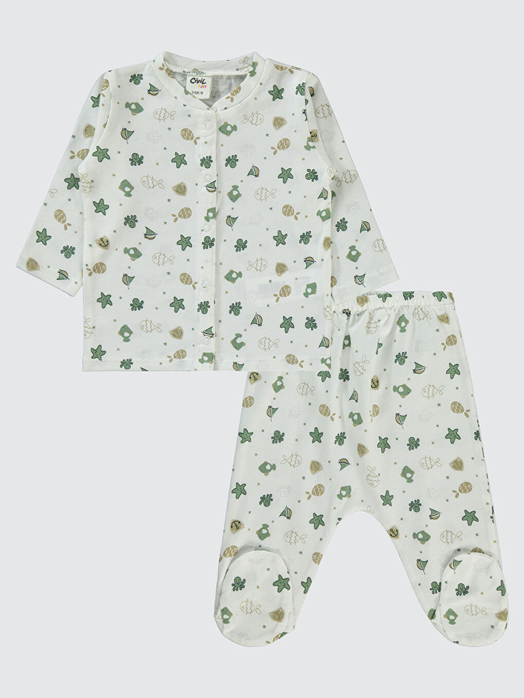 Baby Erkek Bebek Pijama Takımı 1-6 Ayı Ekru