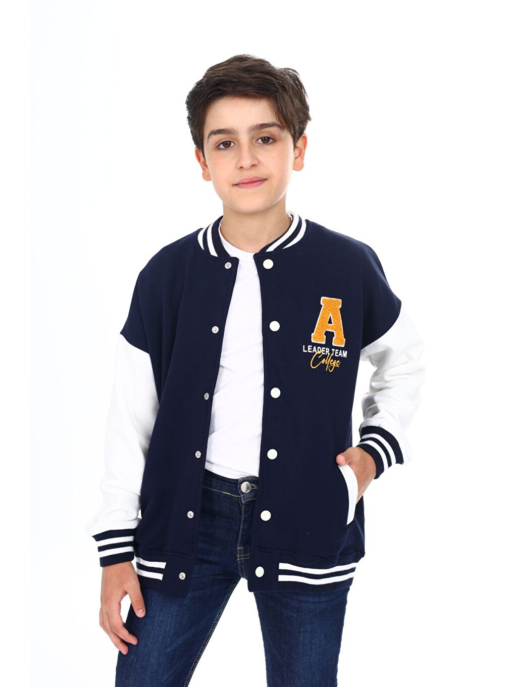 Lacivert Erkek Çocuk Baskılı Kolej Hırka-1