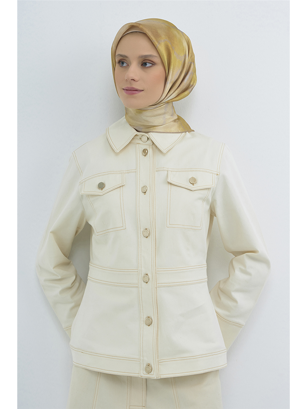 Sarı Saf İpek Sura Eşarp 9501D 34