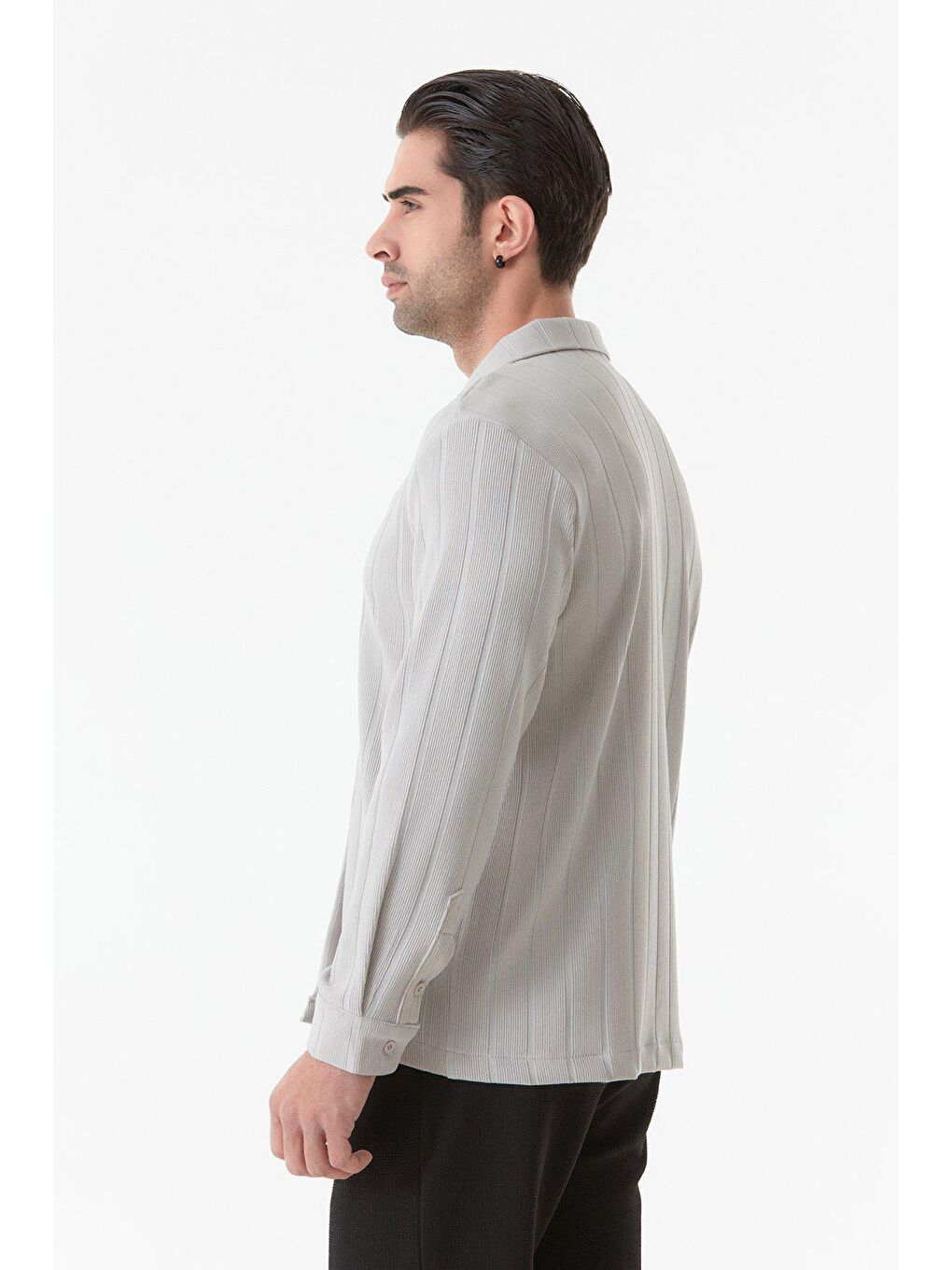 Bej Fitilli Uzun Kollu Gömlek-3