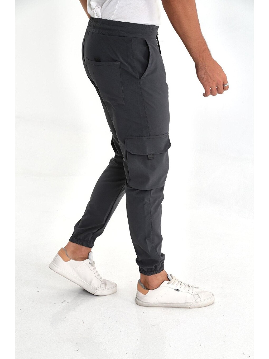 Sarı Erkek Paraşüt Kumaş Tarz Cepli Paça Ve Bel Lastikli Jogger Spor Pantolon-4