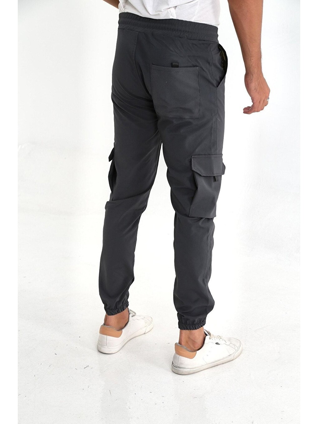 Sarı Erkek Paraşüt Kumaş Tarz Cepli Paça Ve Bel Lastikli Jogger Spor Pantolon-5