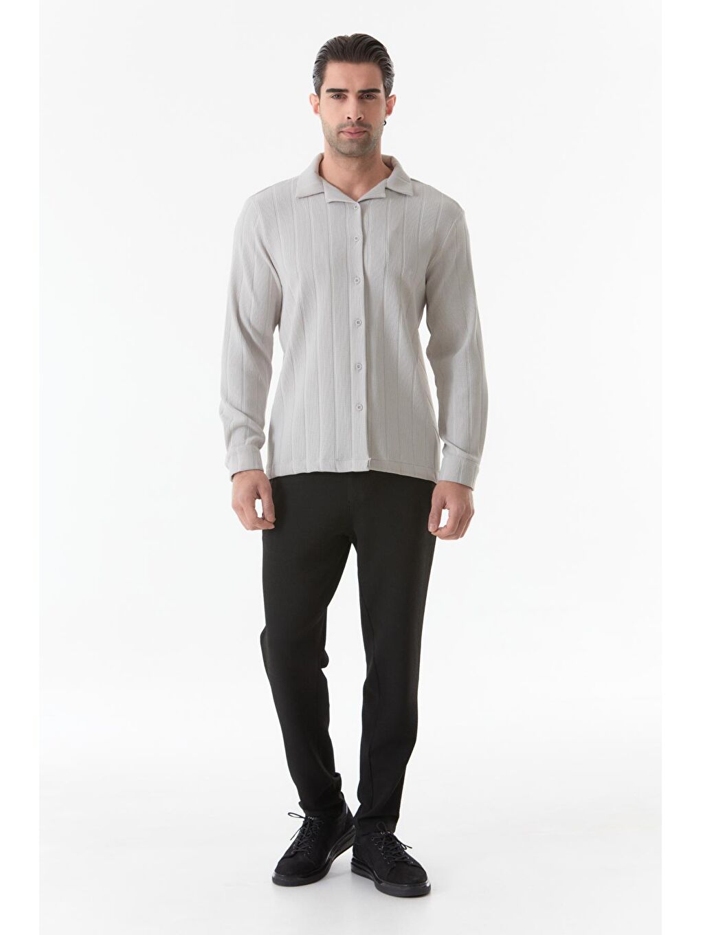 Bej Fitilli Uzun Kollu Gömlek-4