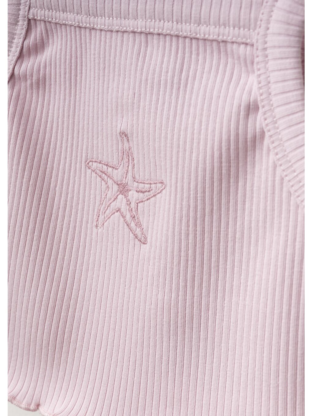 Kız Çocuk Pamuklu Pembe Deniz Yıldızı Nakışlı Crop Şort Takım - Ribana Kumaş-3